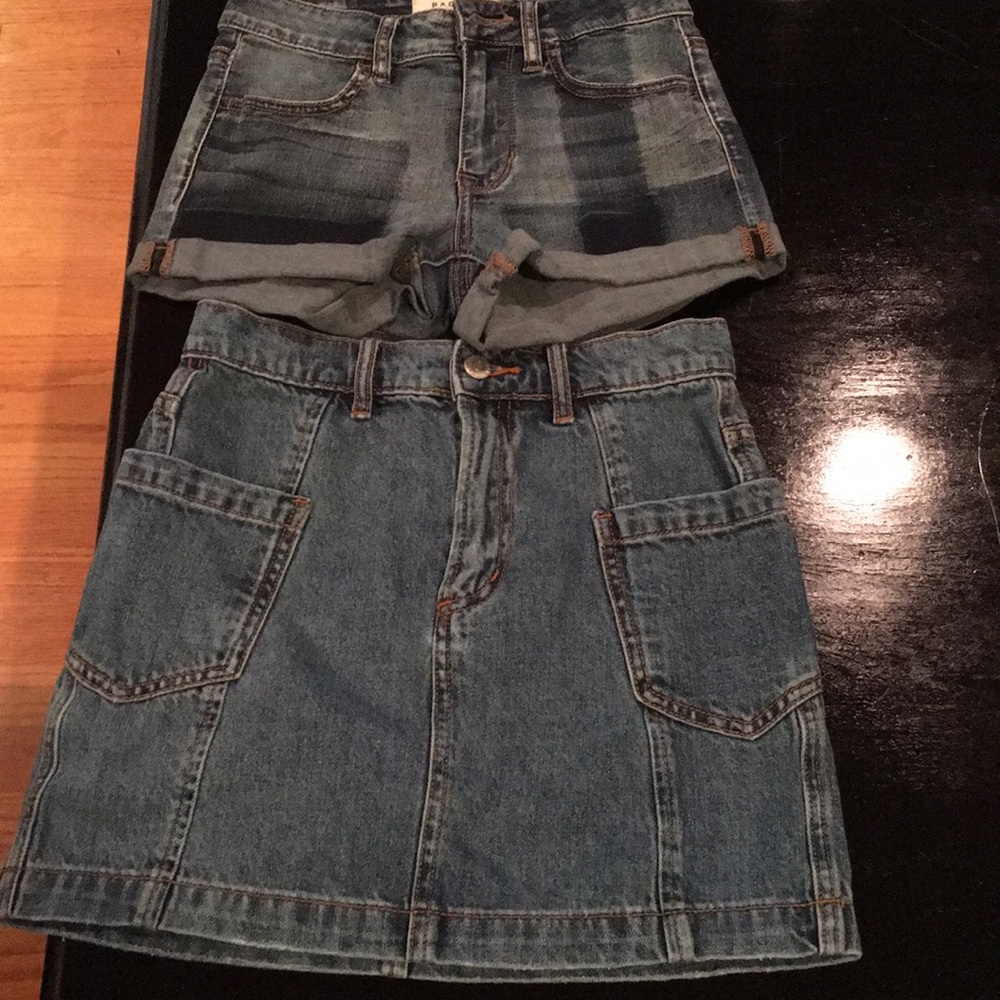 Jean shorts and Brandy Melville shirt and skirt